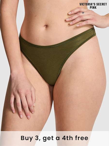 Victoria's Secret PINK Olive Green Thong Cotton Knickers (F22572) | £9