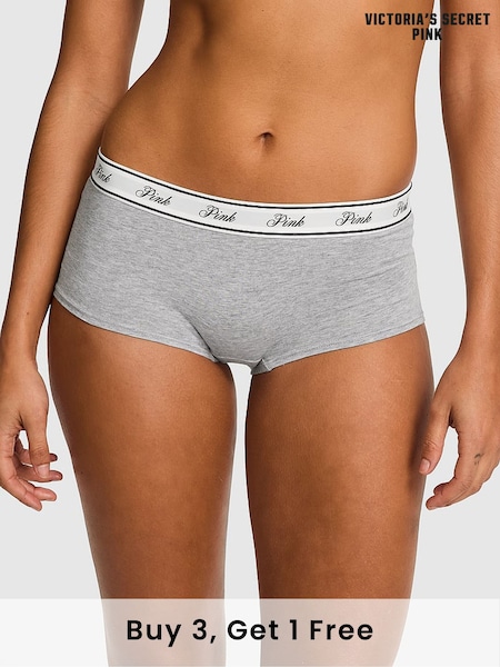 Victoria's Secret PINK Grey Heather Short Cotton Logo Knickers (F22583) | £9