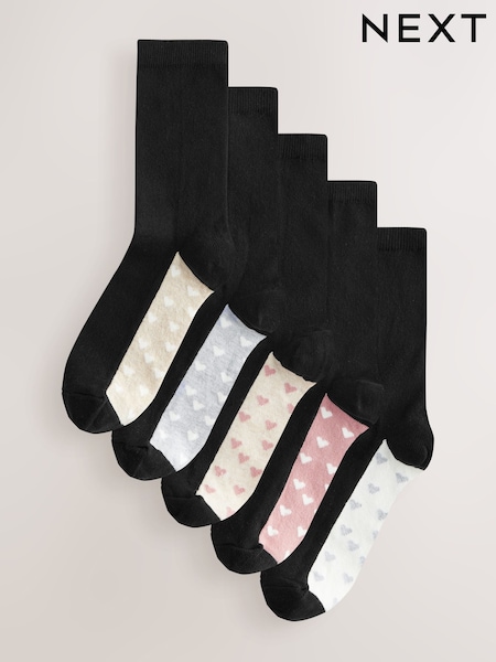 Pretty Hearts Footbed Ankle Socks 5 Pack (F22693) | £12