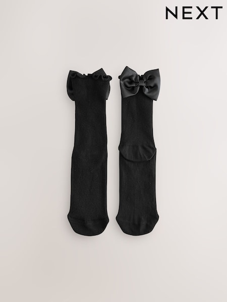 Black Satin Bow Ankle Socks 1 Pack (F22701) | £8