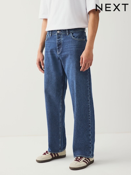 Blue Classic Vintage Baggy Fit Vintage Wash Denim Jeans (F22705) | £30