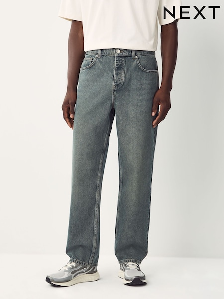 Blue Dark Tint Relaxed Fit Vintage Wash Denim Jeans (F22706) | £35