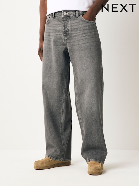 Grey Baggy Fit Vintage Wash Denim Jeans (F22714) | £30