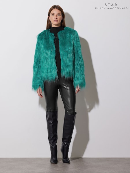 Star by Julien MacDonald Green Faux Fur Statement Coat (F22774) | £95