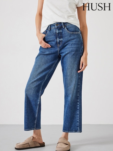 Hush Blue Blue Nina Straight Cropped 100% Cotton Jeans (F22778) | £85