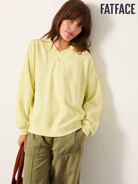 FatFace Lars Yellow Plain V Neck Sweat Top (F22785) | £45