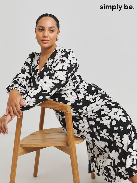 Simply Be Black Supersoft Midi Dress (F22831) | £32