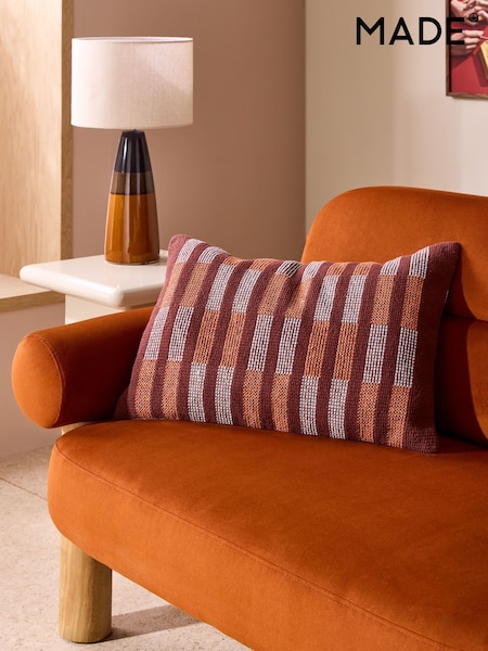 MADE.COM Burgundy Blake Woven Stripe Cushion (F22918) | £20