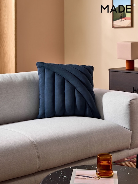 MADE.COM Navy Lonny Quilted Jersey Cushion (F22919) | £22