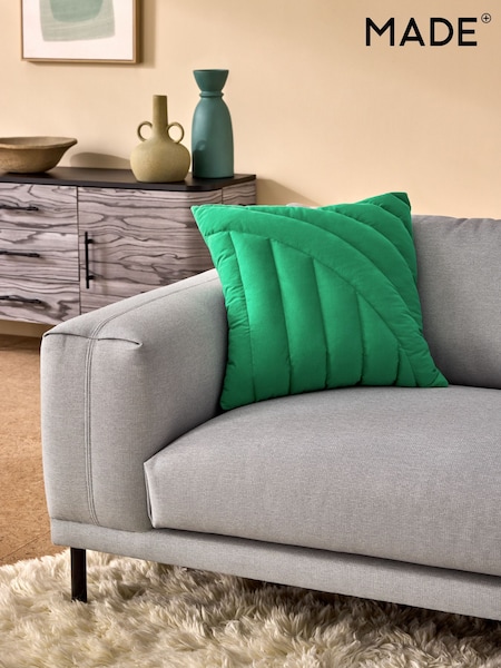 MADE.COM Green Lonny Quilted Jersey Cushion (F22923) | £22