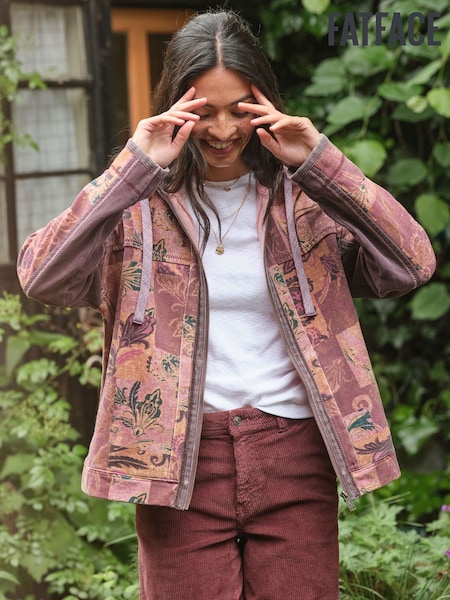FatFace Airlie Pink Patched Chintz Zip Through Hoody (F22973) | £62