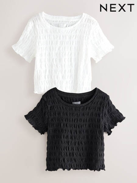 Black/White Textured T-Shirt 2 Pack (3-16yrs) (F22995) | £14 - £20