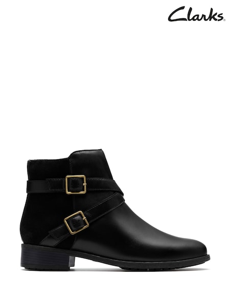 Clarks Black Standard Fit (D) Leather Havisham Bay Boots (F23005) | £85