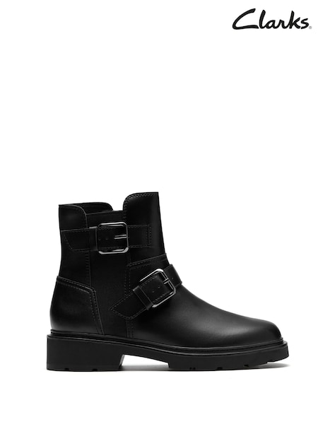 Clarks Black Standard Fit (D) Leather Lauryl Bay Boots (F23007) | £80