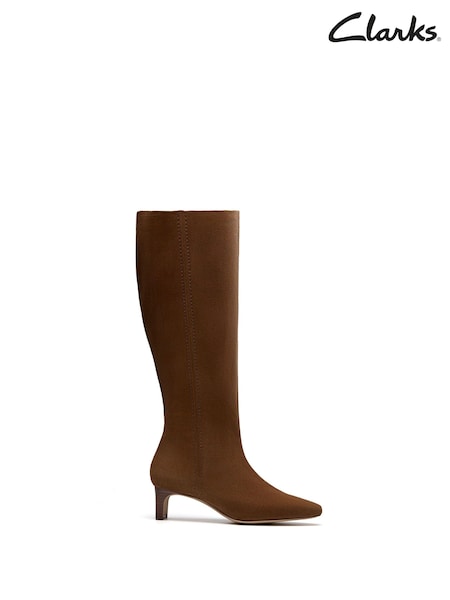 Clarks Brown Walnut Suede Edina Tall Boots (F23043) | £130