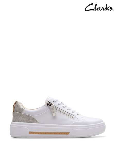 Clarks Silver Standard Fit (D) Combi Leather Hollyhock Zip Trainers (F23048) | £75