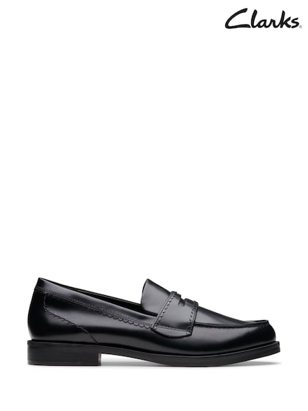 Clarks Black Leather Straven Edge Shoes (F23065) | £90