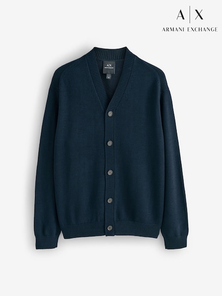 Armani Exchange Regular Fit Blue Logo Cardigan (F23072) | £150