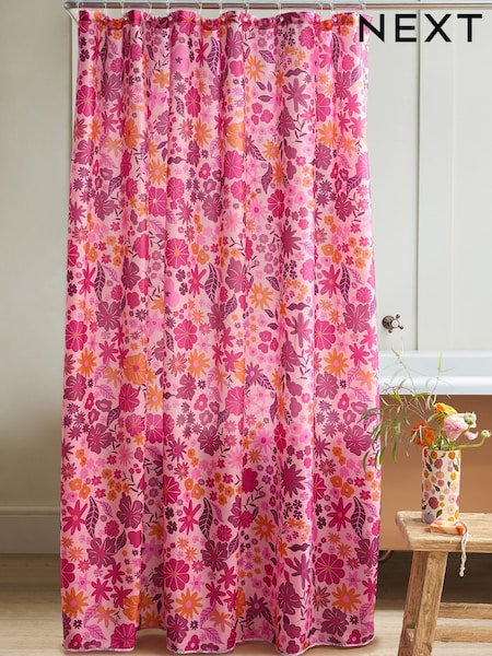 Purple Multi Floral Shower Curtain (F23086) | £14