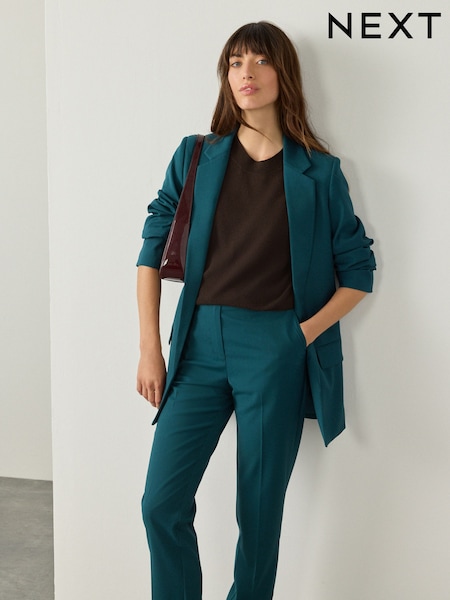 Teal Blue Twill Melange Relaxed Blazer (F23095) | £55