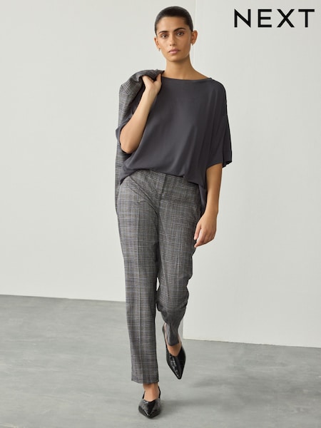 Grey Check Sculpting Slim Leg Trousers (F23130) | £32