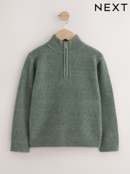 Green Knitted Zip Neck Jumper (3-16yrs) (F23174) | £17 - £22