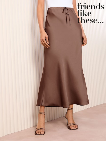 Friends Like These Chocolate Satin Maxi Skirt (F23191) | £36