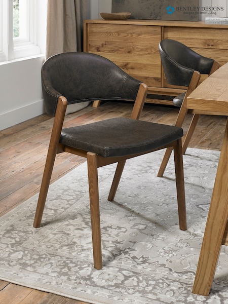 Bentley Designs Set of 2 Brown Camden Rustic Oak Upholstered Chair (F23232) | £430