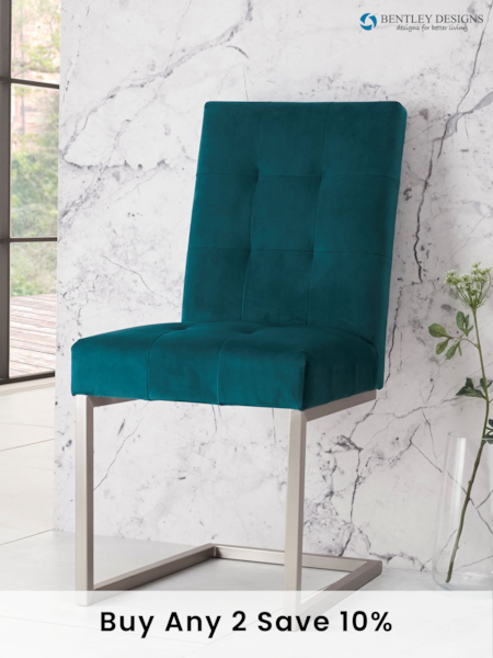 Bentley Designs Green Tivoli Upholstered Cantilever Chair Set of 2 (F23240) | £500