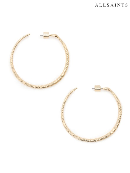 AllSaints Gold Tone Serpent Hoop Earrings (F23242) | £49