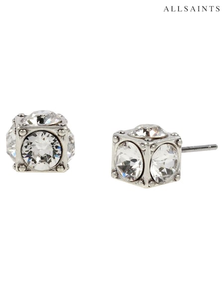 AllSaints Silver Tone Crystal Stud Earrings (F23245) | £39