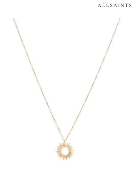 AllSaints Gold Tone Sunburst Pendant Necklace (F23248) | £29