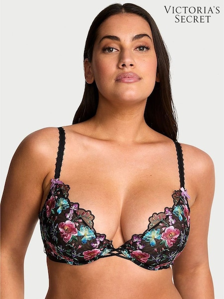 Victoria's Secret Dark Blossom Black Unlined Demi Embroidery Bra (F23289) | £59