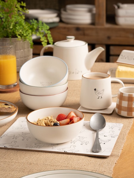 Woodbury Lane Natural Set of 4 Animal Cereal Bowls (F23310) | £27