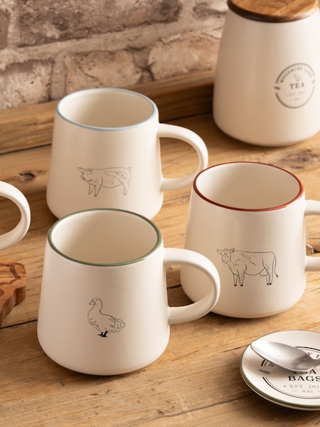Woodbury Lane Set of 4 Natural Animal Mug (F23316) | £31
