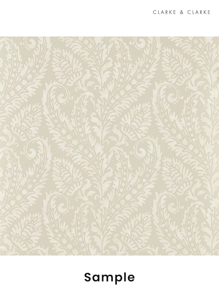 Clarke & Clarke Ivory Mocha Marianne Regale Wallpaper Sample (F23401) | £1
