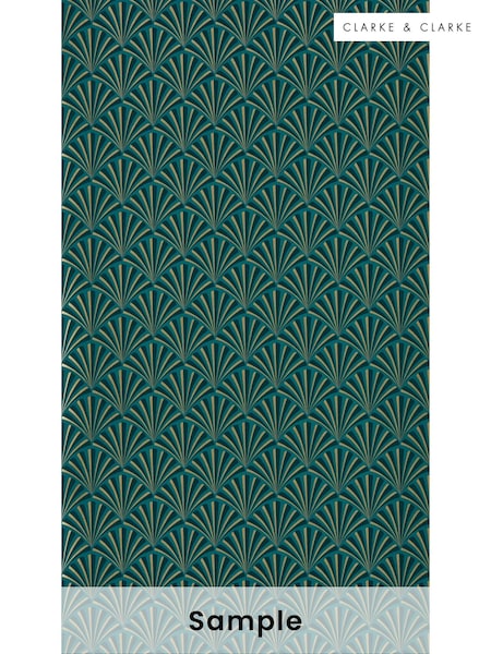 Clarke & Clarke Teal Lusso Chrysler Wallpaper Sample (F23452) | £1