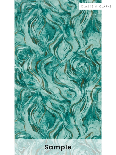 Clarke & Clarke Teal Lusso Lavico Wallpaper Sample (F23466) | £1