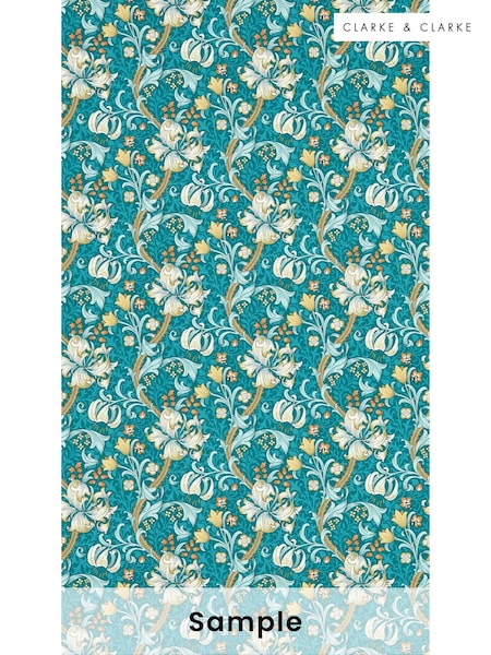 Clarke & Clarke Teal Golden Lily Wallpaper Sample (F23481) | £1