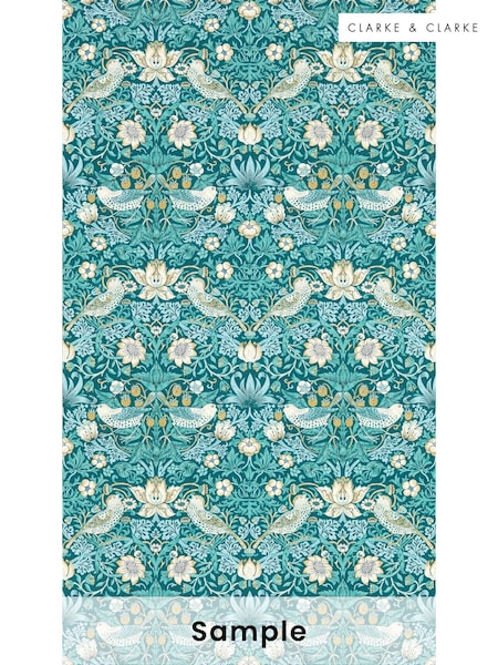 Clarke & Clarke Teal William Morris Strawberry Thief Wallpaper Sample (F23484) | £1