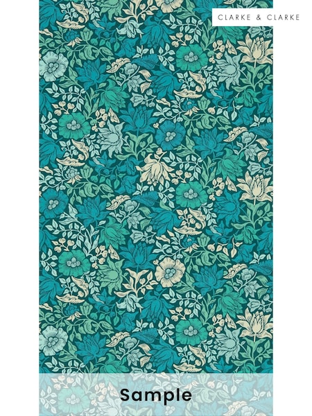 Clarke & Clarke Teal William Morris Mallow Wallpaper Sample (F23491) | £1