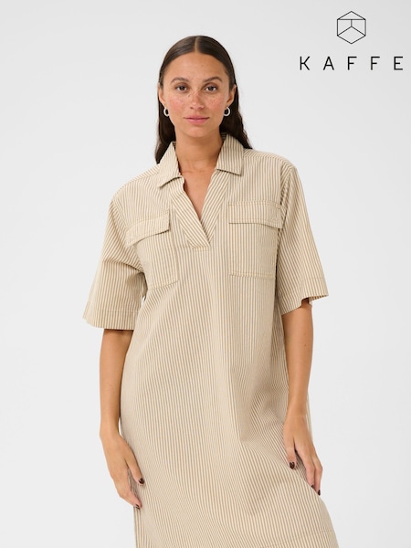 Kaffe Natural KAnaya Short Sleeve Above Knee 100% Cotton Dress (F23499) | £50