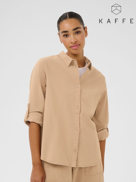 Kaffe Casual Fit Natural KAnaya Long Sleeve 100% Cotton Shirt (F23514) | £40