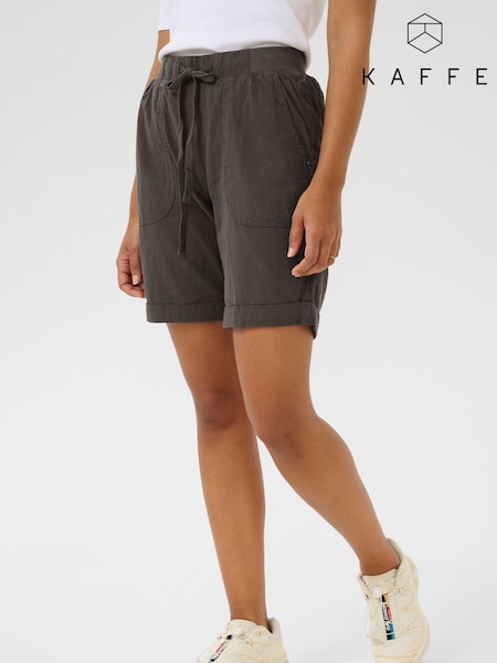 Kaffe Grey KAnaya Elastic Waist Casual 100% Cotton Shorts (F23519) | £30