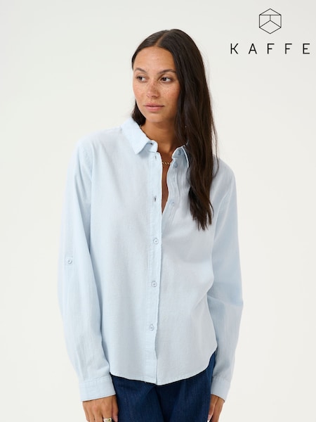 Kaffe Casual Fit Blue KAnaya Long Sleeve 100% Cotton Shirt (F23520) | £40
