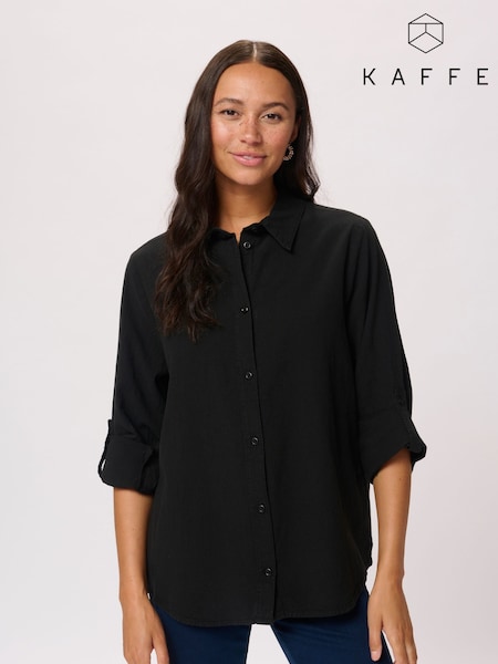 Kaffe Casual Fit KAnaya Long Sleeve 100% Cotton Black Shirt (F23542) | £40