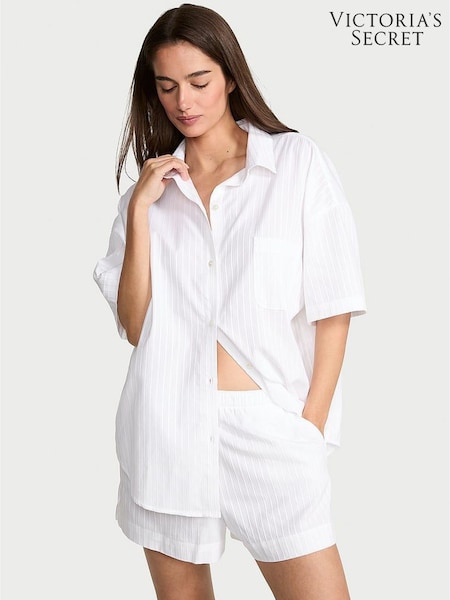 Victoria's Secret White Cotton Modal Short Pyjama Set (F23650) | £55