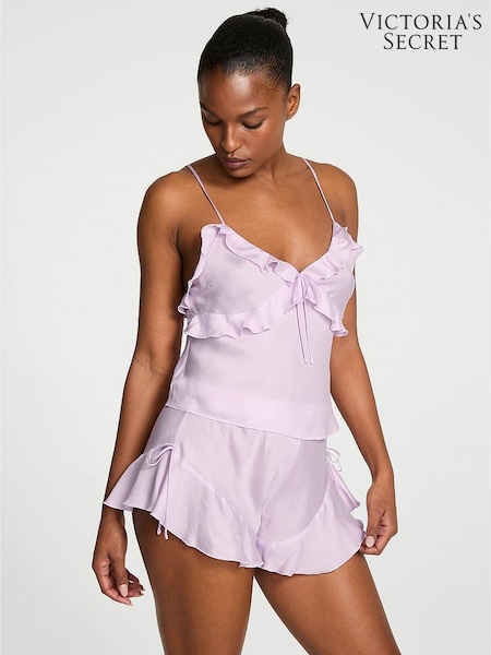 Victoria's Secret Delicate Violet Purple Silky Flutter Ruffled Cami Set (F23657) | £69
