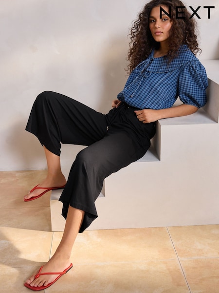 Black Wide Leg Jersey Culottes (F23709) | £22