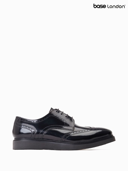 Base London Joe Lace Up Brogue Black Shoes (F23796) | £70